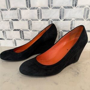 Via Spiga Black Suede Wedges